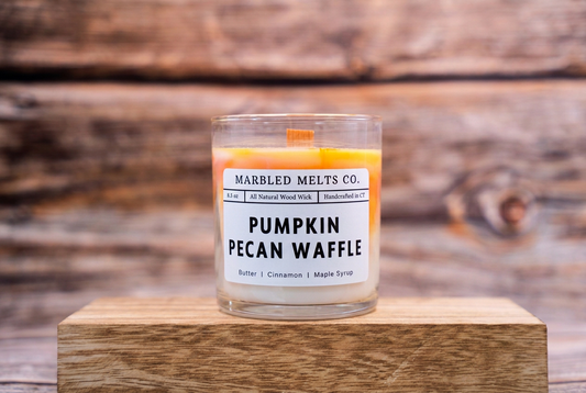 Pumpkin Pecan Waffle candle reframed to match the other candle photos
