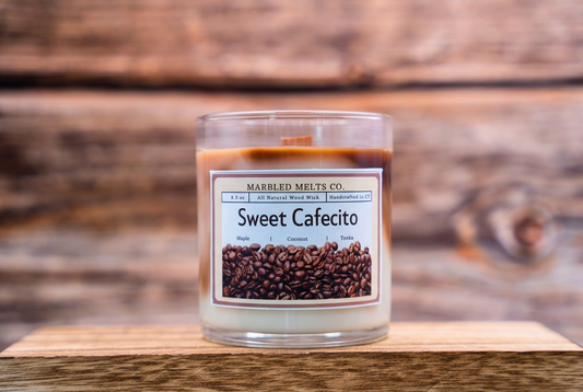Sweet Cafecito candle with matching framing and lighting